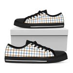 Blue And Brown Tattersall Pattern Print Black Low Top Shoes