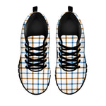Blue And Brown Tattersall Pattern Print Black Sneakers
