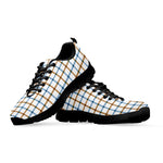 Blue And Brown Tattersall Pattern Print Black Sneakers