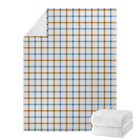 Blue And Brown Tattersall Pattern Print Blanket