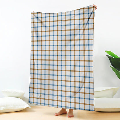 Blue And Brown Tattersall Pattern Print Blanket