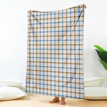 Blue And Brown Tattersall Pattern Print Blanket