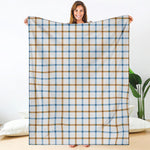 Blue And Brown Tattersall Pattern Print Blanket