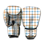 Blue And Brown Tattersall Pattern Print Boxing Gloves
