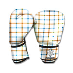 Blue And Brown Tattersall Pattern Print Boxing Gloves