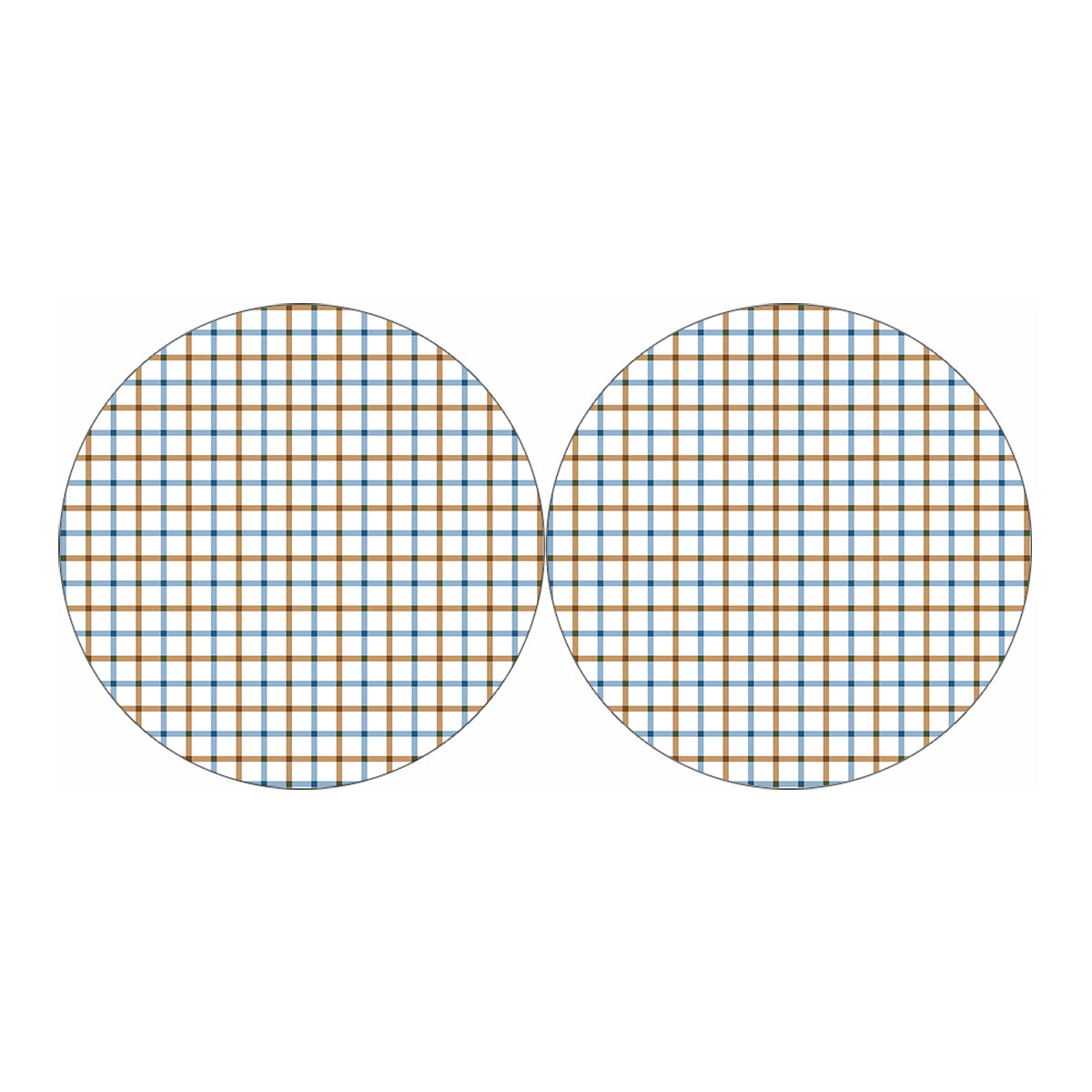 Blue And Brown Tattersall Pattern Print Car Coasters
