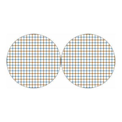 Blue And Brown Tattersall Pattern Print Car Coasters