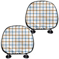 Blue And Brown Tattersall Pattern Print Car Headrest Covers