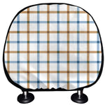 Blue And Brown Tattersall Pattern Print Car Headrest Covers