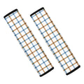 Blue And Brown Tattersall Pattern Print Car Seat Belt Covers