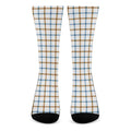 Blue And Brown Tattersall Pattern Print Crew Socks