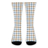 Blue And Brown Tattersall Pattern Print Crew Socks