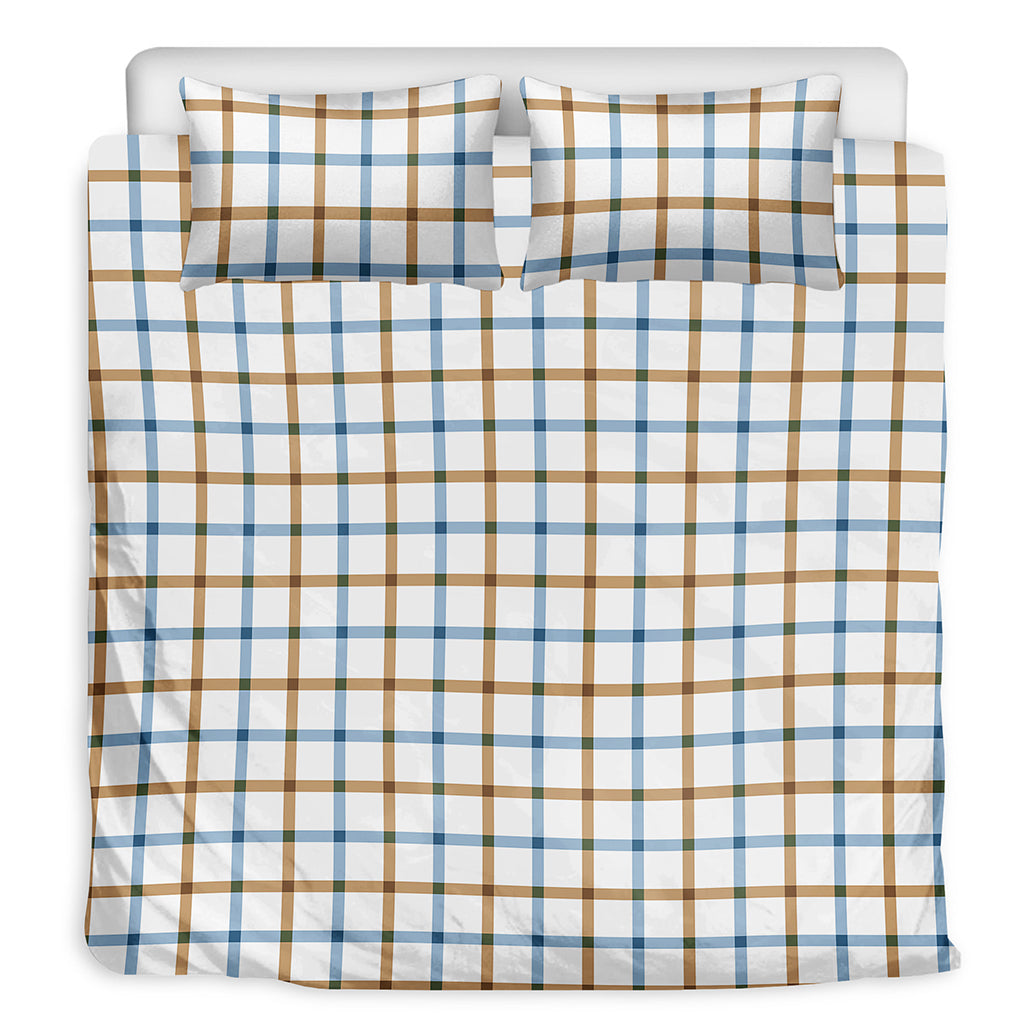 Blue And Brown Tattersall Pattern Print Duvet Cover Bedding Set