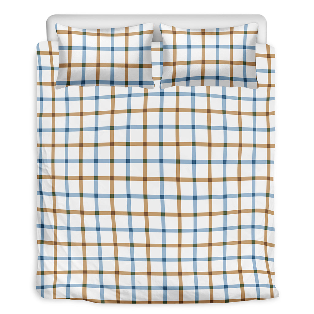 Blue And Brown Tattersall Pattern Print Duvet Cover Bedding Set