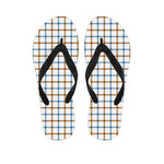 Blue And Brown Tattersall Pattern Print Flip Flops