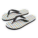 Blue And Brown Tattersall Pattern Print Flip Flops