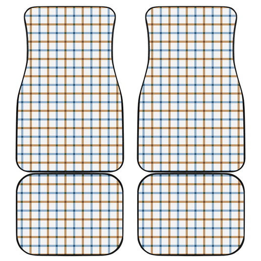 Blue And Brown Tattersall Pattern Print Front and Back Car Floor Mats