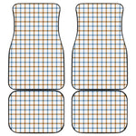 Blue And Brown Tattersall Pattern Print Front and Back Car Floor Mats