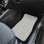 Blue And Brown Tattersall Pattern Print Front and Back Car Floor Mats