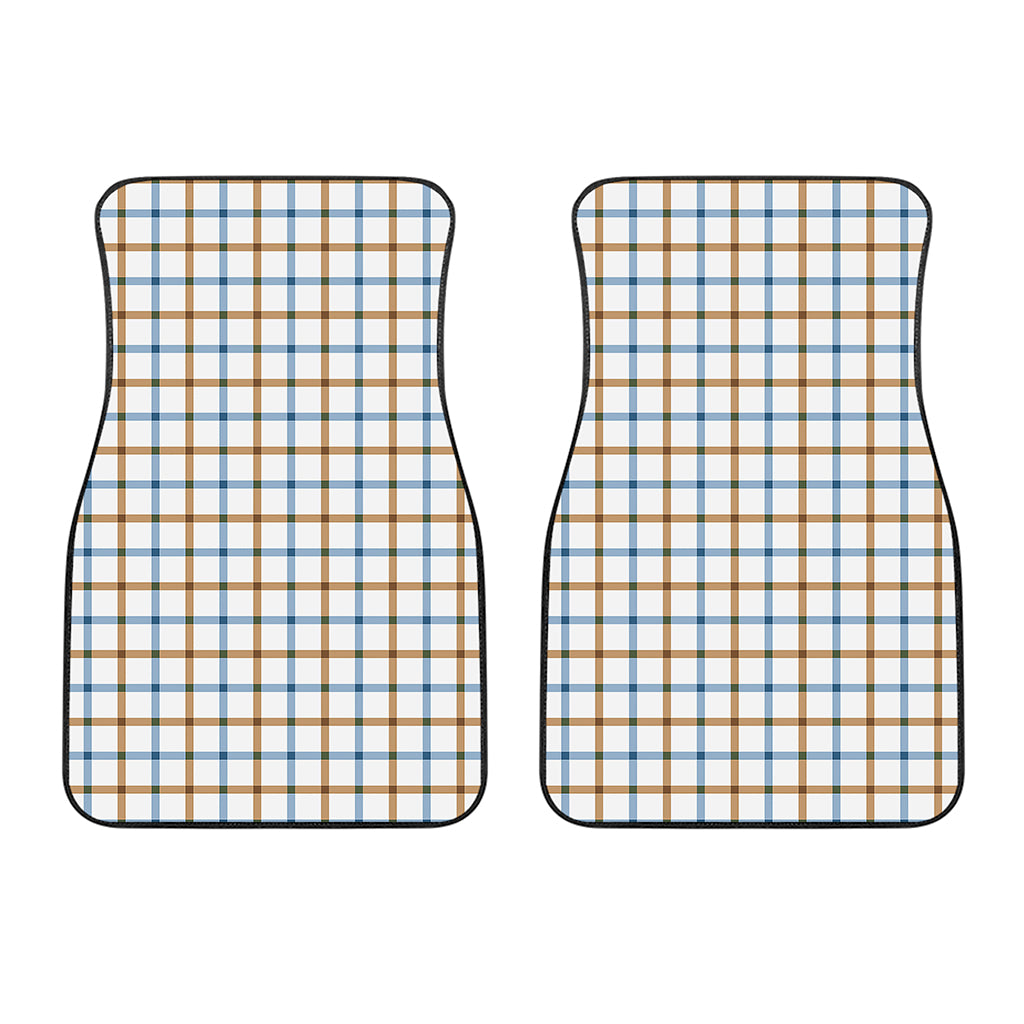 Blue And Brown Tattersall Pattern Print Front Car Floor Mats