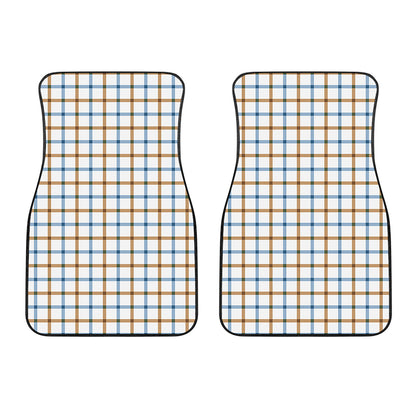 Blue And Brown Tattersall Pattern Print Front Car Floor Mats