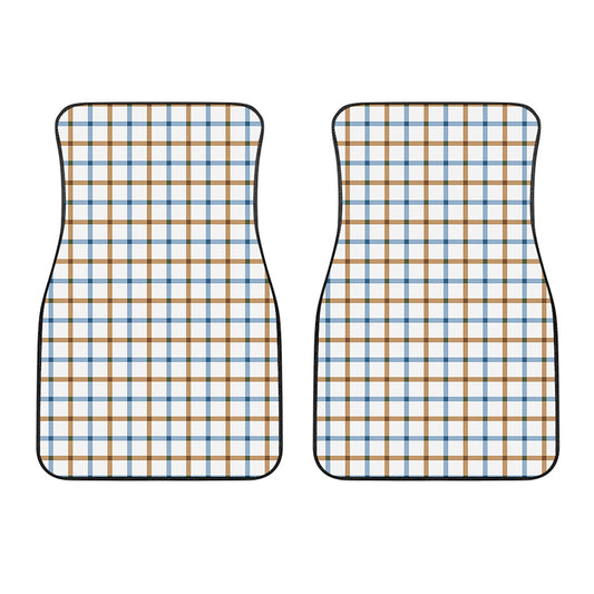 Blue And Brown Tattersall Pattern Print Front Car Floor Mats