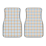 Blue And Brown Tattersall Pattern Print Front Car Floor Mats