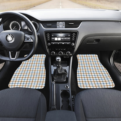 Blue And Brown Tattersall Pattern Print Front Car Floor Mats