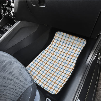 Blue And Brown Tattersall Pattern Print Front Car Floor Mats
