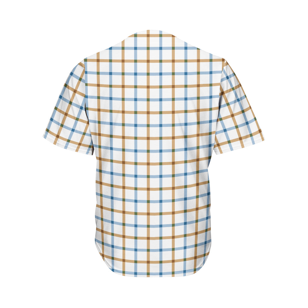 Blue And Brown Tattersall Pattern Print Men's Baseball Jersey