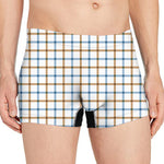 Blue And Brown Tattersall Pattern Print Men's Boxer Briefs