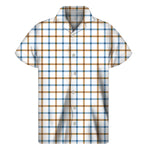 Blue And Brown Tattersall Pattern Print Men's Short Sleeve Shirt