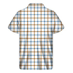 Blue And Brown Tattersall Pattern Print Men's Short Sleeve Shirt