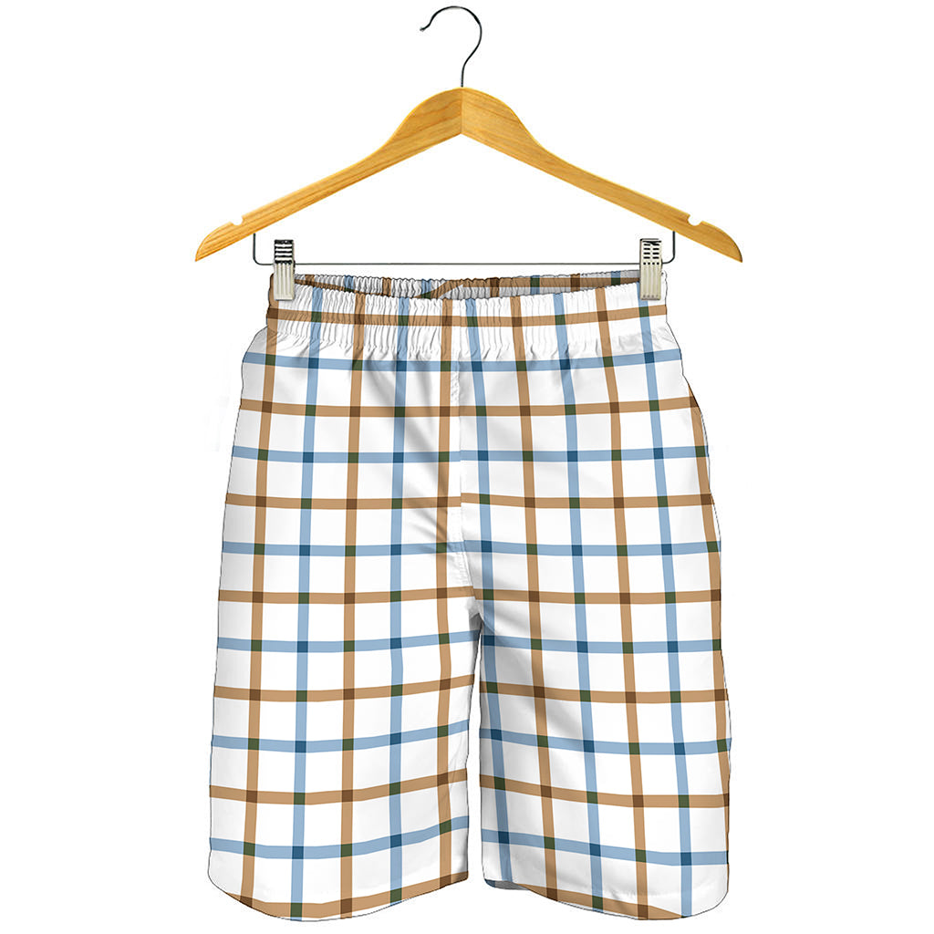 Blue And Brown Tattersall Pattern Print Men's Shorts