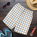 Blue And Brown Tattersall Pattern Print Men's Shorts