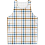 Blue And Brown Tattersall Pattern Print Men's Tank Top