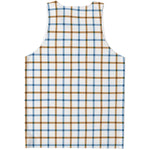 Blue And Brown Tattersall Pattern Print Men's Tank Top