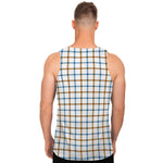Blue And Brown Tattersall Pattern Print Men's Tank Top