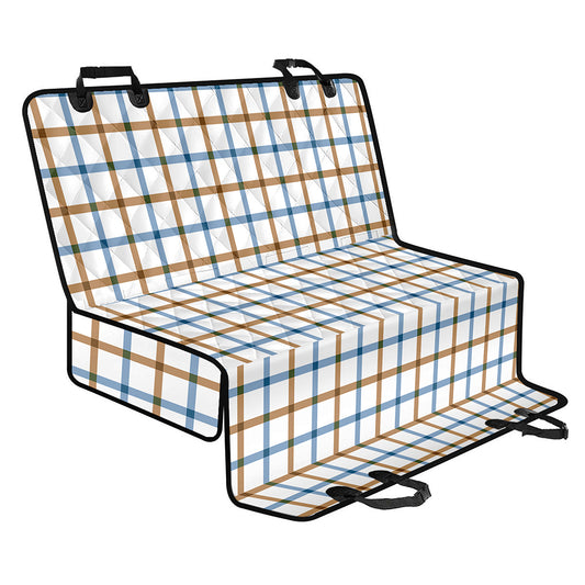 Blue And Brown Tattersall Pattern Print Pet Car Back Seat Cover