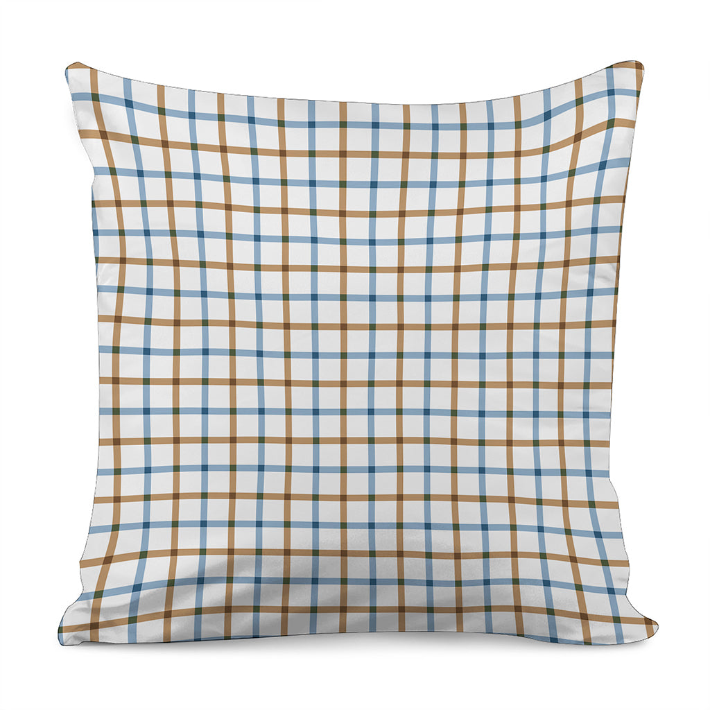 Blue And Brown Tattersall Pattern Print Pillow Cover