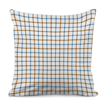 Blue And Brown Tattersall Pattern Print Pillow Cover