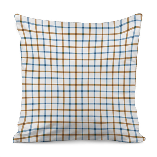 Blue And Brown Tattersall Pattern Print Pillow Cover