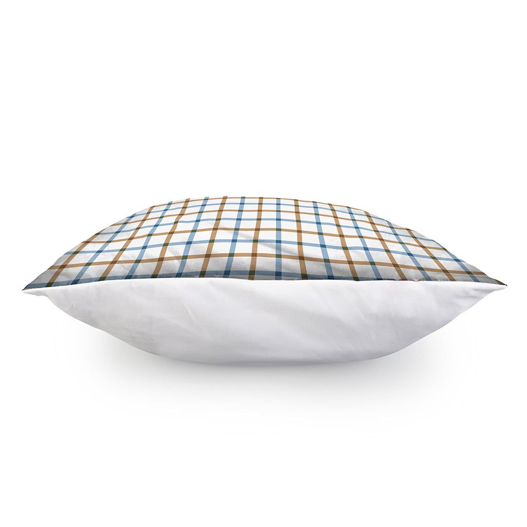 Blue And Brown Tattersall Pattern Print Pillow Cover