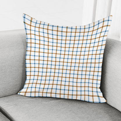 Blue And Brown Tattersall Pattern Print Pillow Cover