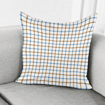 Blue And Brown Tattersall Pattern Print Pillow Cover