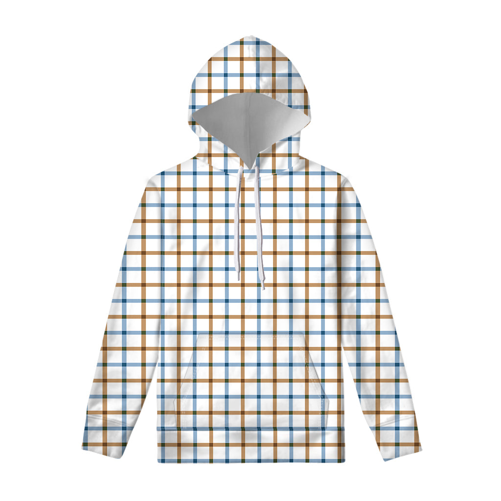 Blue And Brown Tattersall Pattern Print Pullover Hoodie
