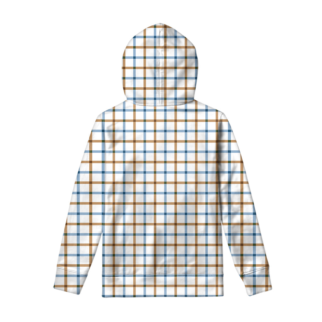 Blue And Brown Tattersall Pattern Print Pullover Hoodie