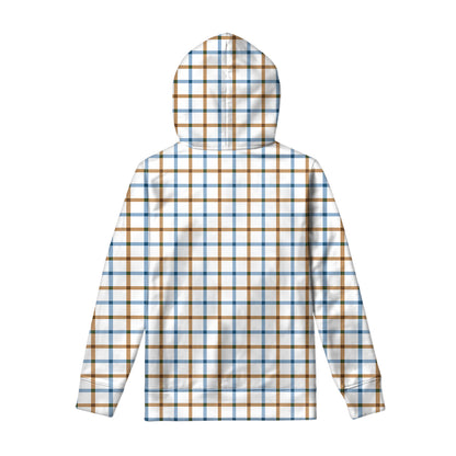 Blue And Brown Tattersall Pattern Print Pullover Hoodie