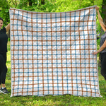 Blue And Brown Tattersall Pattern Print Quilt