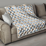 Blue And Brown Tattersall Pattern Print Quilt
